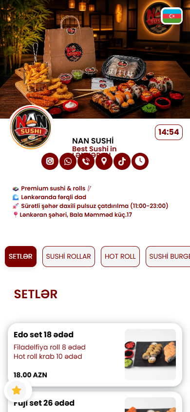 Nan Sushi canlı menyusu